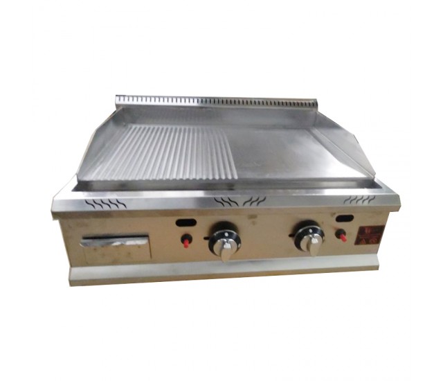 Commercial Table-top Griddle 70 CM GAS Half Ribbed Smooth Surface Hot Plate Griddle Professional