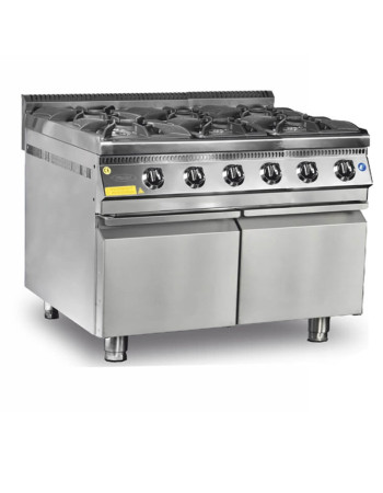 Fornello a 6 fuochi con piano cottura a gas 42 kW serie 700 Tall