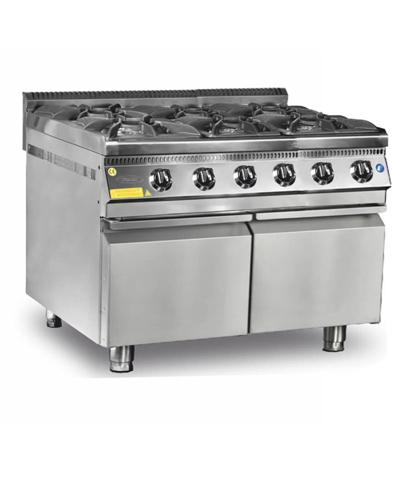 Fornello a 6 fuochi con piano cottura a gas 42 kW serie 700 Tall