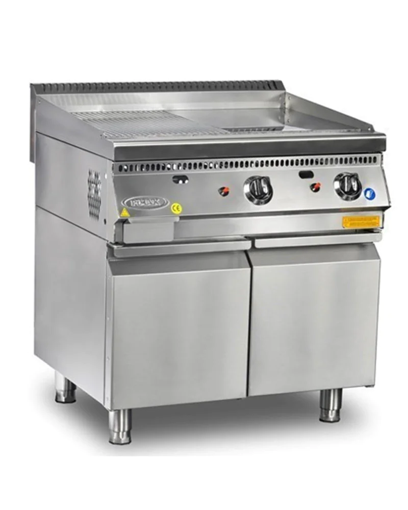 80 Cm Commercial Table-top Griddle Smooth Ribbed Surface