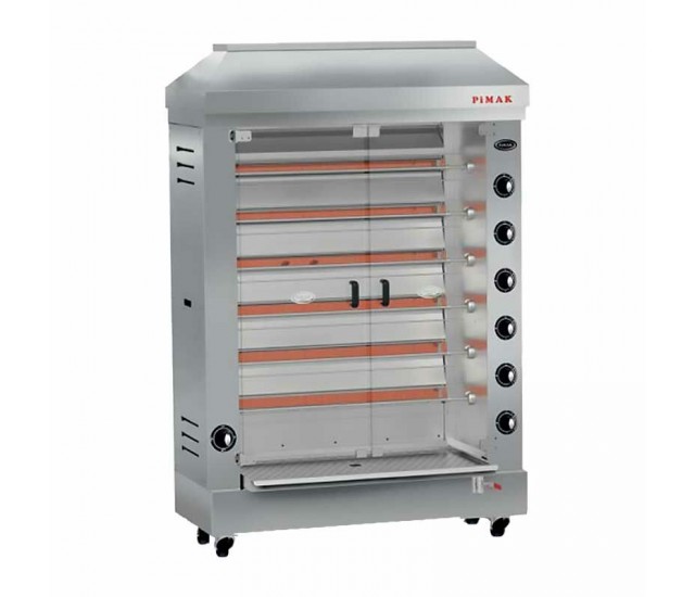 Pimak M006R Radian Chicken Roasting Machine 6 Skewers / 36 Chicken - Gas