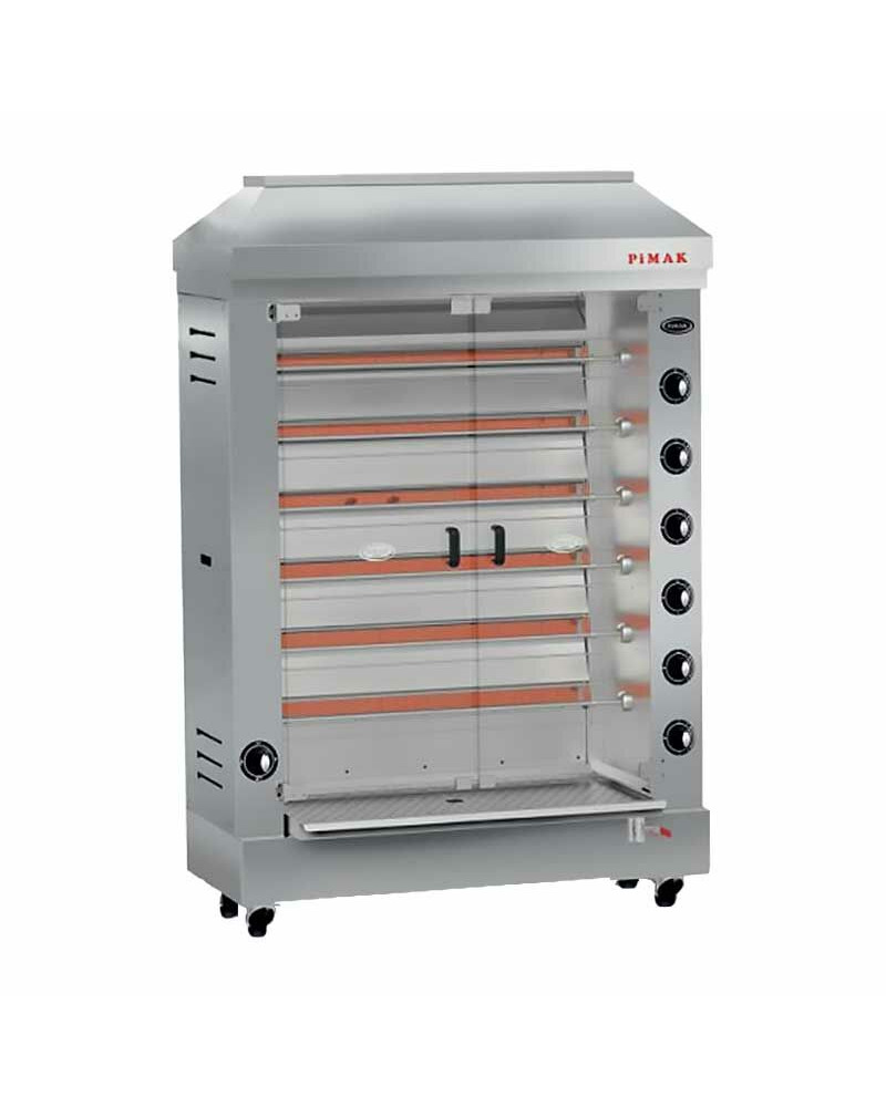 Pimak M006R Radian Chicken Roasting Machine 6 Skewers / 36 Chicken - Gas