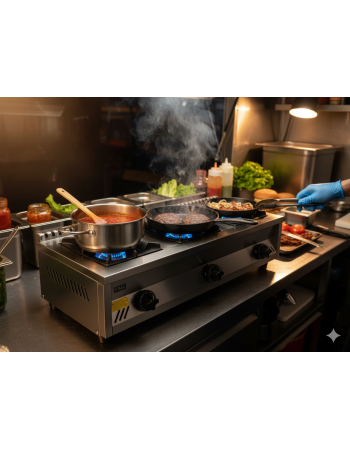 3 Burner GAS Boiler Top Table Top Range Cooker For Restaurants Cafe Takeaway Catering Vans