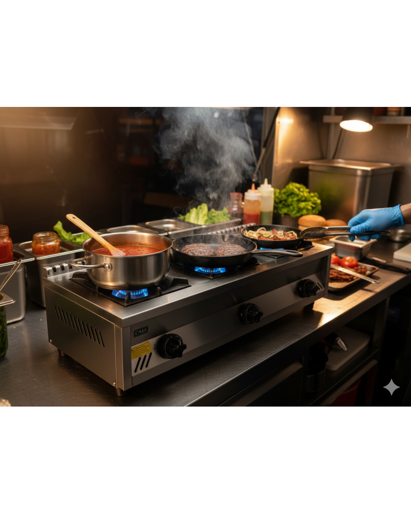 3 Burner GAS Boiler Top Table Top Range Cooker For Restaurants Cafe Takeaway Catering Vans