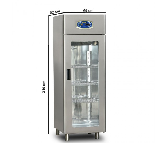 Commercial Fridge 700 Litre Stainless Steel Single Glass Door Catering Refrigerator Upright Cabinet