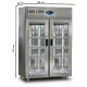 Commercial Fridge 1400 Litre Stainless Steel Double Glass Door Catering Refrigerator Upright Cabinet
