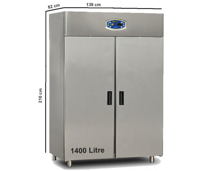 Commercial Fridge 1400 Litre Stainless Steel Double Door Catering Refrigerator Upright Cabinet