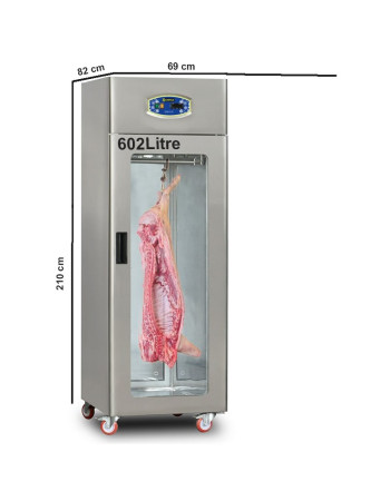 Commercial Static Fridge 602 Litre Stainless Steel Single Glass Door Catering Refrigerator Upright Cabinet