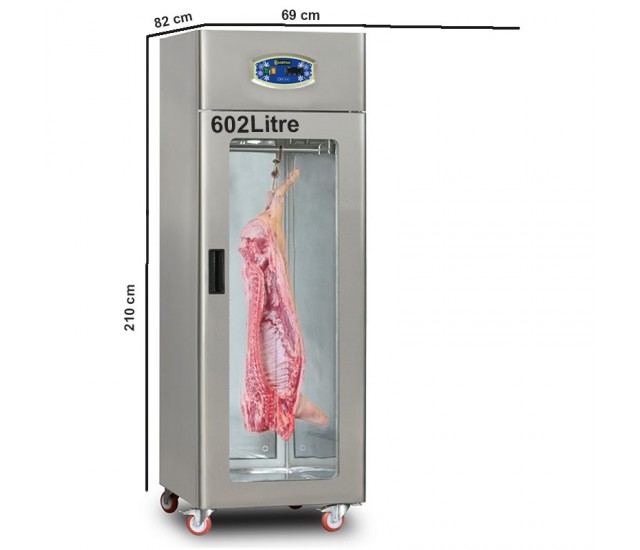 Commercial Static Fridge 602 Litre Stainless Steel Single Glass Door Catering Refrigerator Upright Cabinet