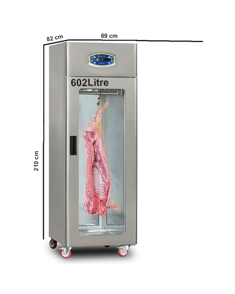 Commercial Static Fridge 602 Litre Stainless Steel Single Glass Door Catering Refrigerator Upright Cabinet