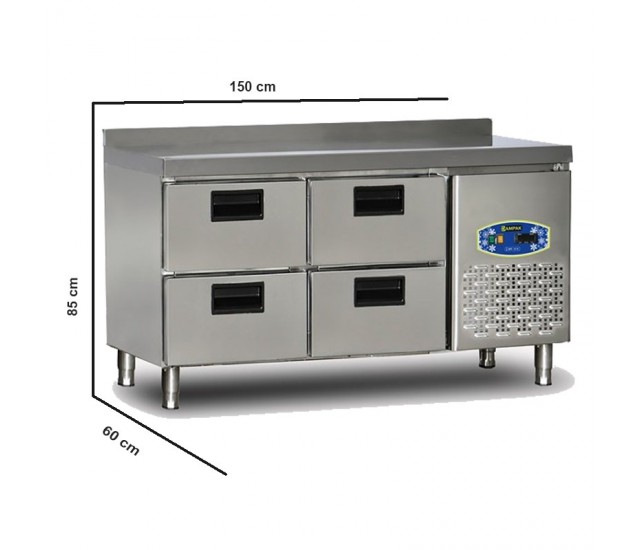 Commercial Fridge 108 Litre Stainless Steel 4 Drawers Catering Refrigerator undercounter Cabinet