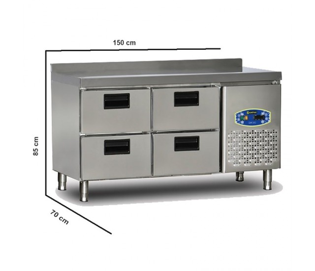 Commercial Fridge 108 Litre Stainless Steel 4 Drawers Catering Refrigerator undercounter Cabinet 70 cm