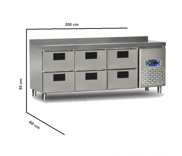 Commercial Fridge 108 Litre Stainless Steel 6 Drawers Catering Refrigerator undercounter Cabinet