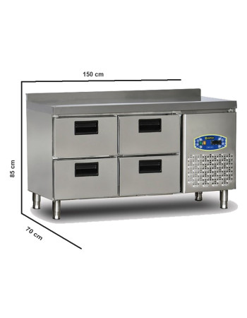 Commercial Fridge 108 Litre Stainless Steel 4 Drawers Catering Refrigerator undercounter Cabinet 70 cm