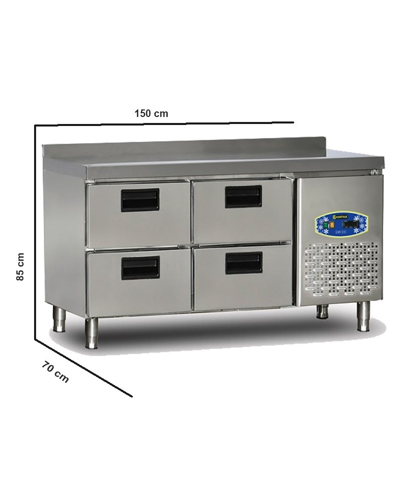 Commercial Fridge 108 Litre Stainless Steel 4 Drawers Catering Refrigerator undercounter Cabinet 70 cm
