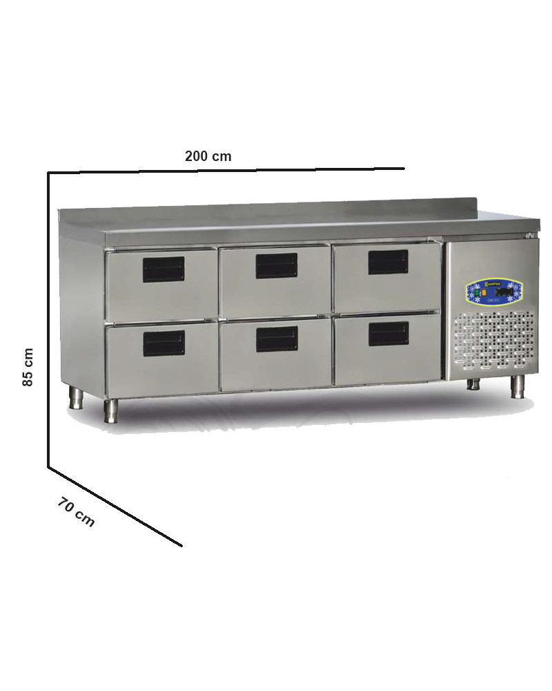Commercial Fridge 135 Litre Stainless Steel 6 Drawers Catering Refrigerator undercounter Cabinet 70 cm Commercial Fridge 135 Litre Stainless Steel 6 Drawers Catering Refrigerator undercounter Cabinet 70 cm