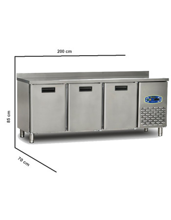 Gewerbekühlschrank 455 Liter Edelstahl 3 Türen Gastronomiekühlschrank Unterbauschrank Serie 700