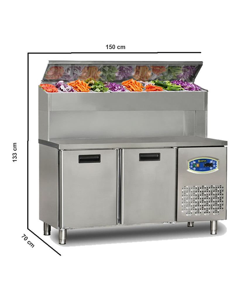 Pizza prep fridge 2 Door Pizza Prep Refrigerator Tall Height