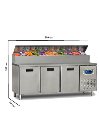 Pizza prep fridge 3 Door Pizza Prep Refrigerator Short Height