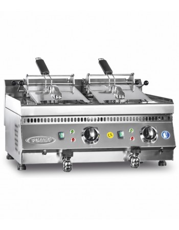 Kommerzielle elektrische Pommes-Fritteuse Tisch-Doppelkorb-Elektro-Fritteuse 16 Liter 16500 W