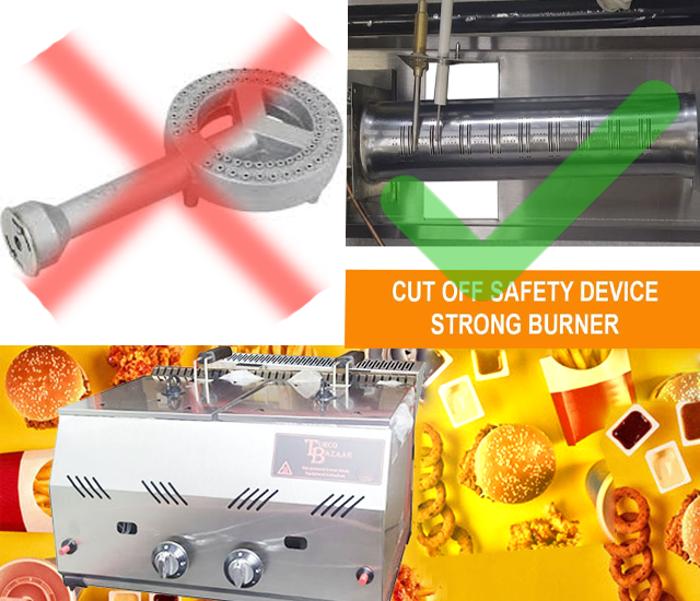 Commercial LPG Gas Fryer 10 Litre Table Top Chips Fryer Countertop Chips Fryer with flame failure device