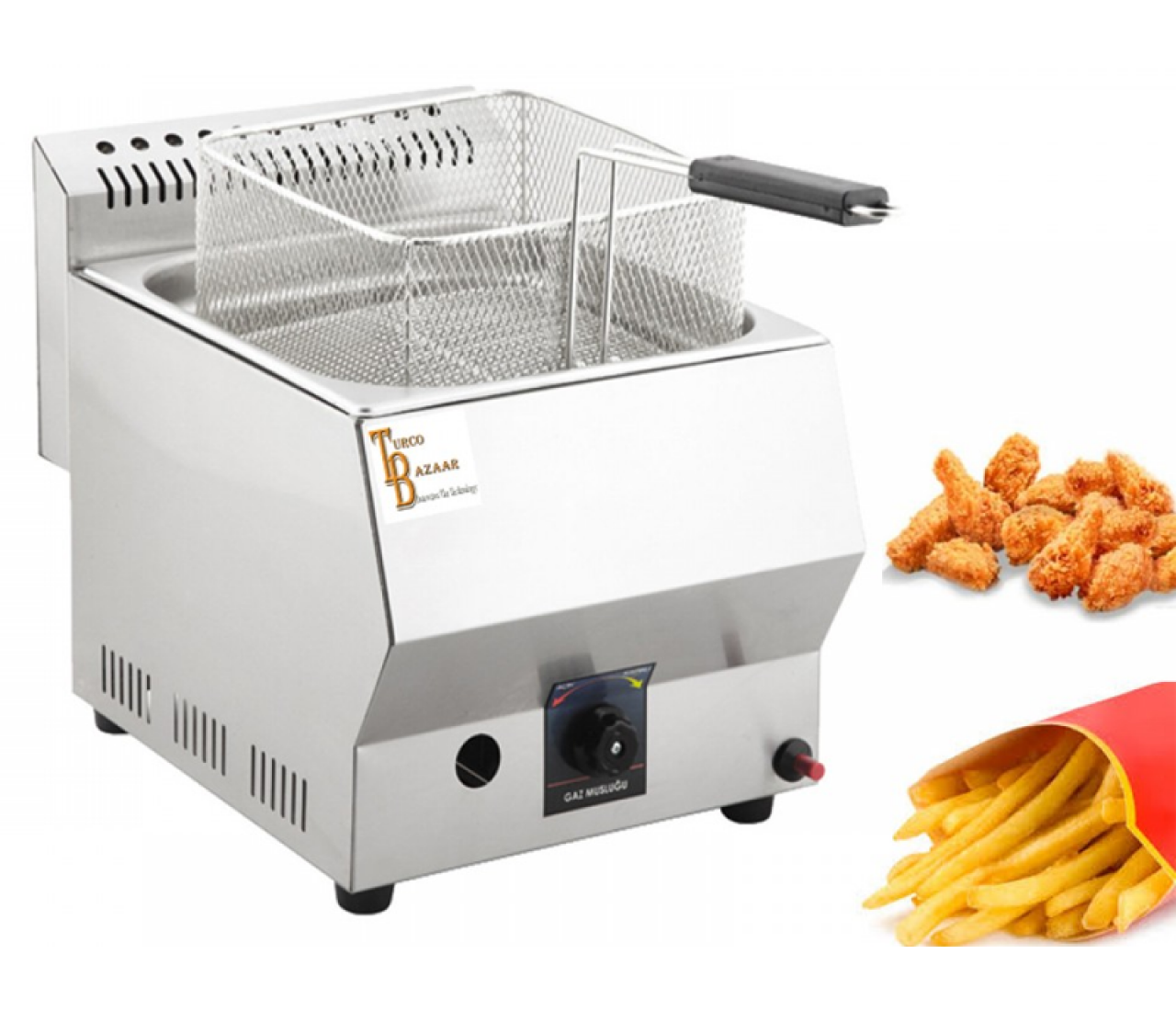 Commercial Lpg Gas Fryer 5 Litre Table Top Chip Fryer With