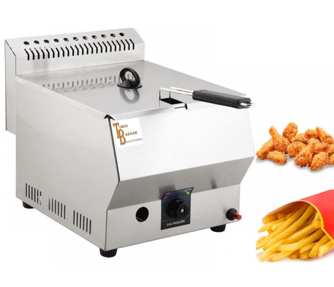 Commercial Lpg Gas Fryer 5 Litre Table Top Chip Fryer With