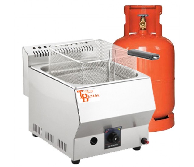 Commercial Lpg Gas Fryer 8 Litre Table Top Chip Fryer With Flame Failure Device