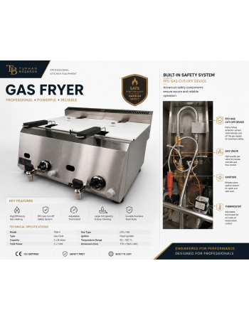 Commercial Countertop Deep Fryer 14kW Propane Lpg Double Tank Double Basket Gas Fryer Commercial Countertop Deep Fryer 14kW Propane Lpg Double Tank Double Basket Gas Fryer