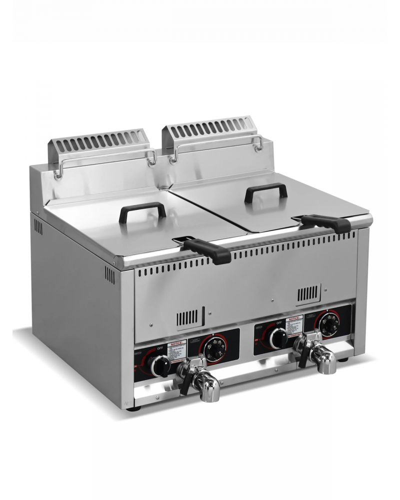 commercial dual tank lpg gas fryer 24 litre stainless steel deep fryer