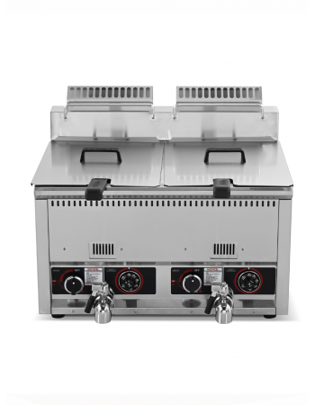 commercial dual tank lpg gas fryer 24 litre stainless steel deep fryer