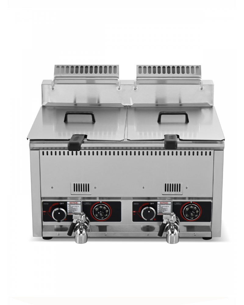 commercial dual tank lpg gas fryer 24 litre stainless steel deep fryer
