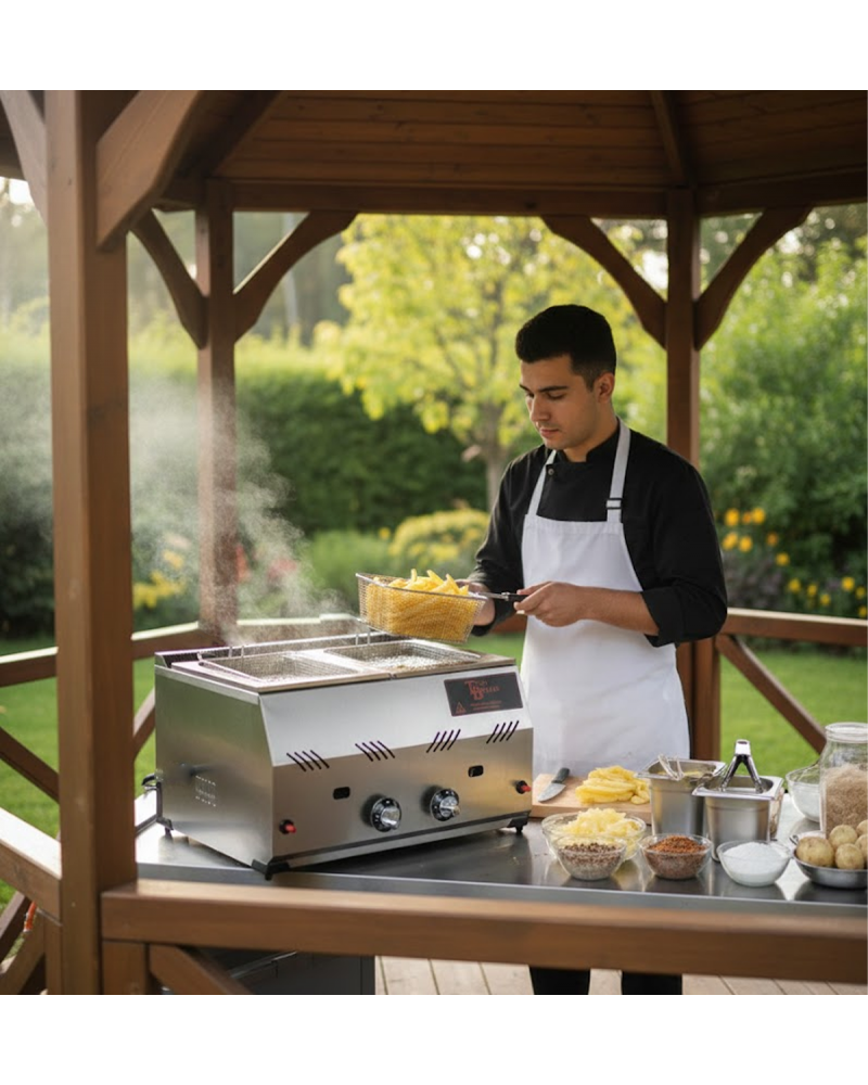 Commercial LPG Gas Fryer 10 Litre Table Top Chips Fryer Countertop Chips Fryer with flame failure device