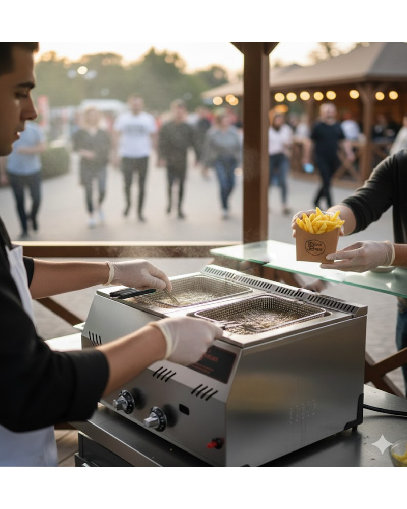 Commercial LPG Gas Fryer 10 Litre Table Top Chips Fryer Countertop Chips Fryer with flame failure device