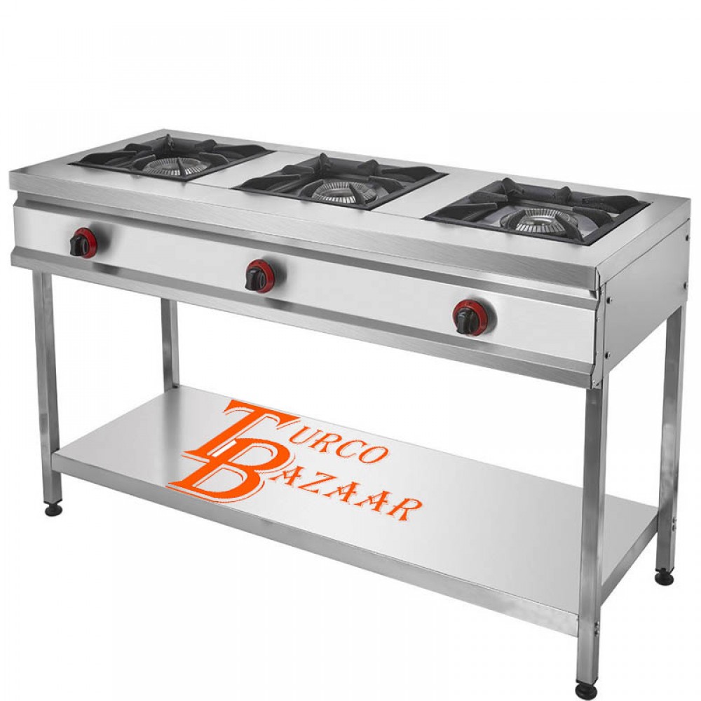 steel counter with burner