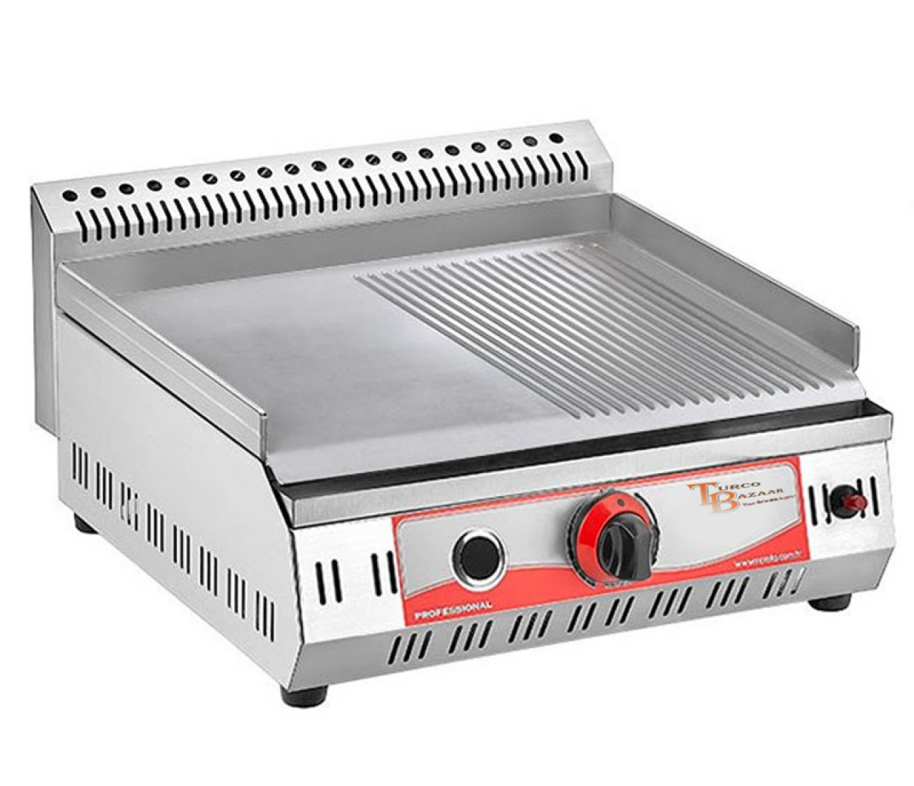 Commercial Tabletop Griddle 50 CM GAS Smooth Half Ribbed