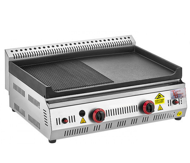 70 cm Half Ribbed cast iron commercial GAS grill griddle