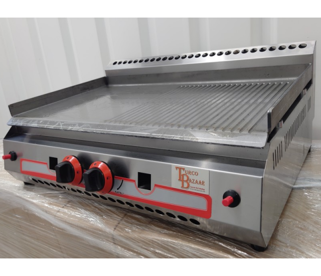 Commercial Tabletop Griddle 70 CM GAS Smooth Half Ribbed