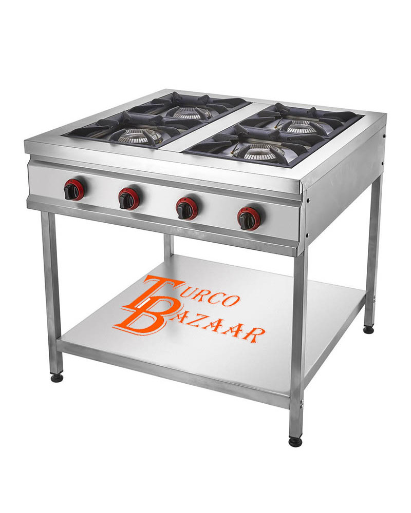 Piastra riscaldante da appoggio a gas a 3 fuochi - Wok da banco commerciale da 44.000 Btu con gambe più alte Gas Restaurant Cooker with 4 Legs and Base Shelf