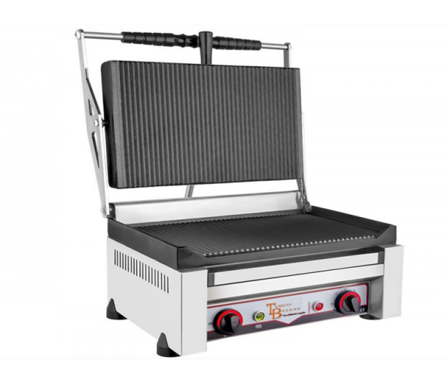Panini Griddle 50 Cm 20" ELECTRIC Heavy Duty Commercial Panini Contact grill Ribbed