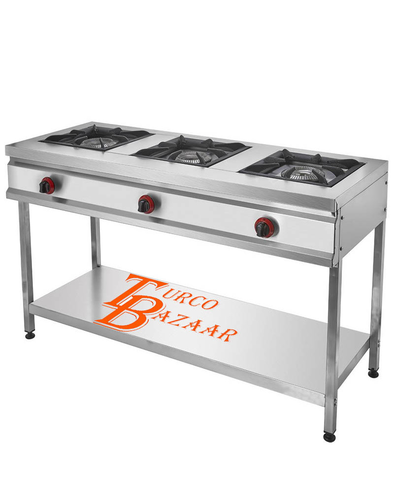 Piastra riscaldante da appoggio a gas a 3 fuochi - Wok da banco commerciale da 44.000 Btu con gambe più corte Triple Cooktop Gas Restaurant Cooker
