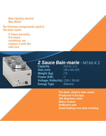 2 Pot/Pan Electric Table/Counter-top WET Bain Marie