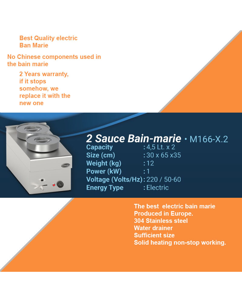 2 Pot/Pan Electric Table/Counter-top WET Bain Marie 2 Pot/Pan Electric Table/Counter-top WET Bain Marie