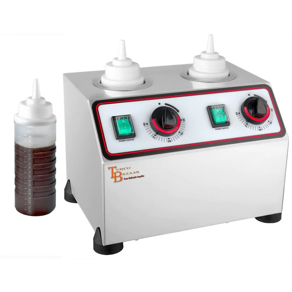 2-Bottle Electric Sauce Warmer Dispenser – 650ml Each – Stainless Steel – 320W – 220-240V