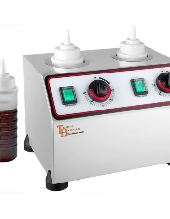 Electric Sauce Warmer Dispenser Caramel Cheese Chocolate Melting Machine 2 Bottle