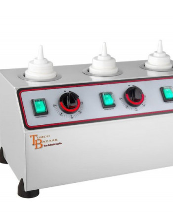 Electric Sauce Warmer Dispenser Caramel Cheese Chocolate Melting Machine 3 Bottle