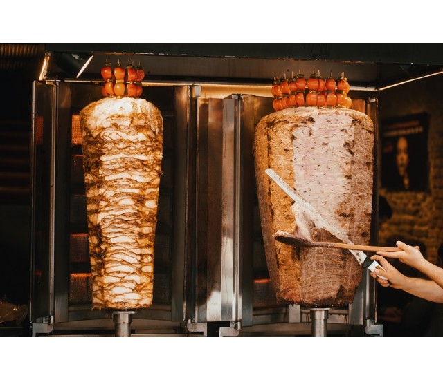 3 Brenner Automatisch drehender Shawarma Maschinenspinngrill 35.000 BTU
