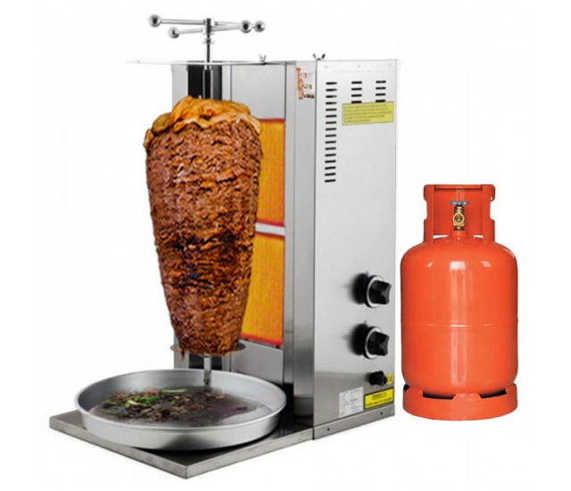 2 Burner MANUALLY spinning Shawarma Machine Spinning Griller 24.000 BTU Tacos Al Pastor Machine