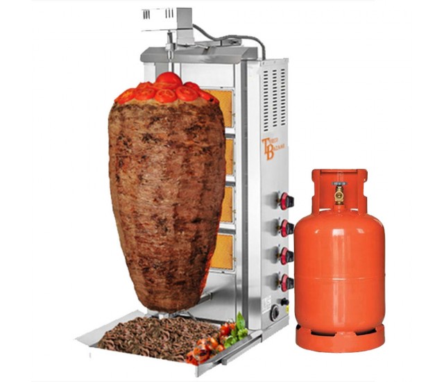4 Burner Automatic spinning Shawarma Machine Spinning Griller 36.000 BTU Tacos Al Pastor Machine