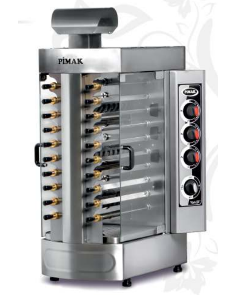 2 × 10‑Skewer Vertical Gas Kebab & Shashlik Grill – Lava Rock BBQ, 4 kW (3439 kW equiv), 50×75×110 cm, 70 kg 2 × 10‑Skewer Vertical Gas Kebab & Shashlik Grill – Lava Rock BBQ, 4 kW (3439 kW equiv), 50×75×110 cm, 70 kg